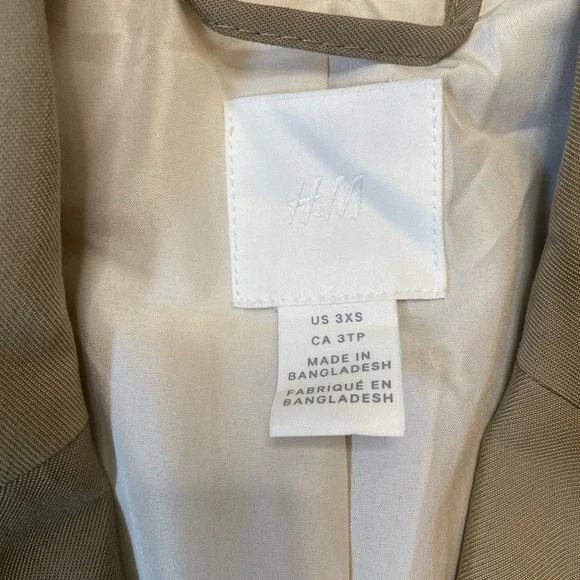H&M size XXXS olive green blazer - Picture 4 of 7